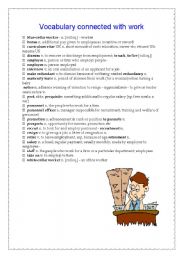 English worksheet: vocabulary connected with work