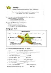 English Worksheet: should & shouldnt