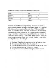 English Worksheet: Past Tense Reading