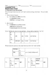 English worksheet: Simple Future Tense