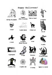 English worksheet: Halloween basic vocabulary.
