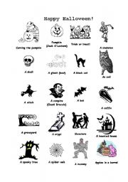 English Worksheet: Halloween basic vocabulary.