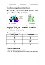 English Worksheet: Subject and Object Pronouns