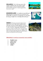 English Worksheet: Adventure Holidays part 2