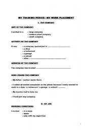 English Worksheet: back from my training period