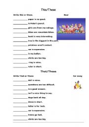 English Worksheet: This/That - These/Those