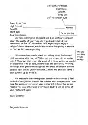 English Worksheet: How to write a letter of complaint?