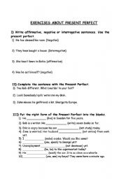 English worksheet: Exercises about present perfect