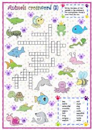 English Worksheet: Animals crossword (3 of 3)