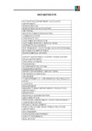 English Worksheet: Departments and functions