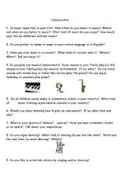 English worksheet: Conversation about Music and conversation with music idioms