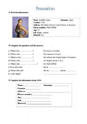 English Worksheet: Jennifer Lopez