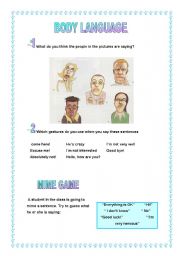 English worksheet: Body language