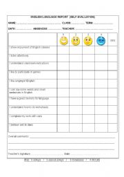 Student Self Assessment Chart