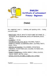 English Worksheet: Certificate of achievement