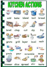 English Worksheet: Kitchen Actions