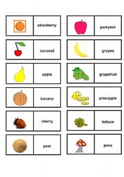 English Worksheet: FRUIT & VEGETABLES DOMINOES