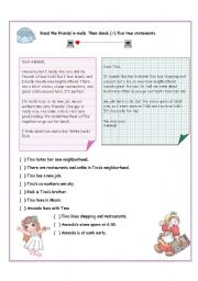 English Worksheet: Read the friends e-mails