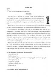 English Worksheet: reading madonna