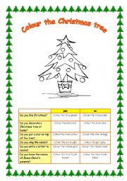 English Worksheet: colour the christmas tree