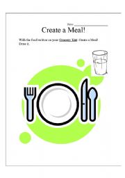 English Worksheet: Create a Meal! 