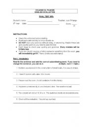English Worksheet: a final test model