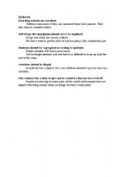 English Worksheet: topics for debate