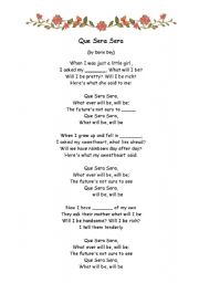 English worksheet: Que Sera Sera