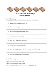 English Worksheet: Forrest Gump video (Forrests childhood)