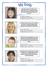 English Worksheet: Physical Description (Face)