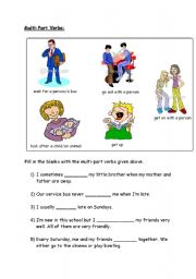 English Worksheet: phrasals: get up, get on with, go out, look after, wait for