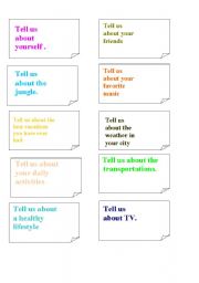 English Worksheet: Tell us about...... 