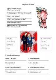 English worksheet: Answering about yourself and others