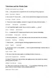 English Worksheet: Television -A Quiz