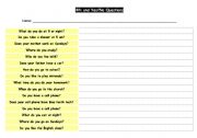 English worksheet: Yes/No and WH-Questions