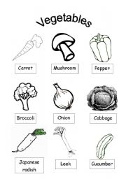 English Worksheet: Vegetable Coloring Sheet