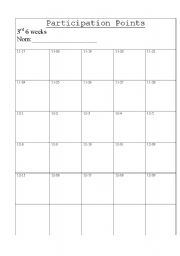 English Worksheet: Participation Points