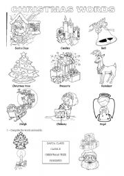 English Worksheet: Christmas Words