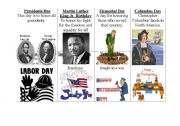 English Worksheet: Eight American national Holidays