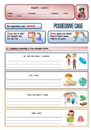 English Worksheet: POSSESSIVE CASE