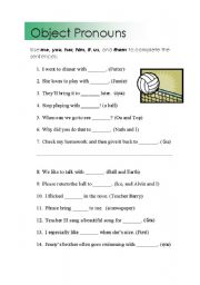 English Worksheet: Objective pronouns