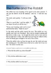 English Worksheet: Reading turtle and rabbit
