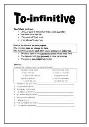 English Worksheet: To-infinitive
