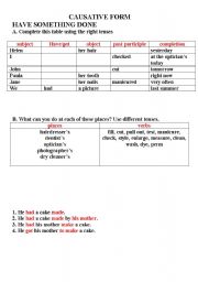 English worksheet: causative form