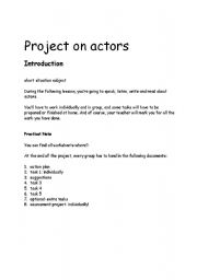 English worksheet: Project on actors 4 skills 