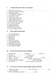 English worksheet: pr simple and continuous