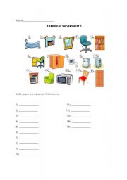 English Worksheet: Furniture worksheet 1