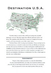 English Worksheet: Destination USA