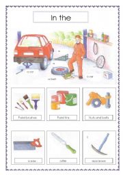 English Worksheet: in the workshop voc (3sheets)