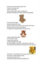 English worksheet: teddy bear